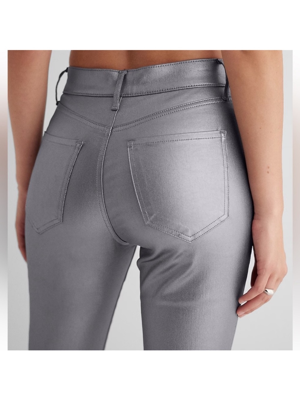Express Metallic Silver Coated Jeans - Picture 2 of 8